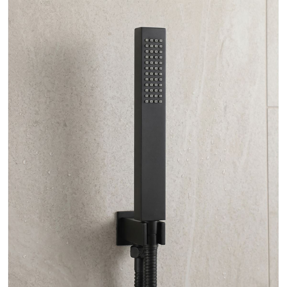 Sealey Concealed Thermostatic Shower Set 20 x 20cm Square Head & Hand Shower - Black DH321