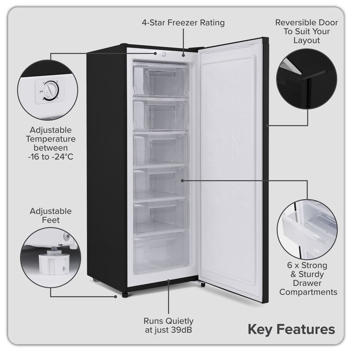 Sealey Freestanding Tall Freezer 177L Capacity � Black DH325