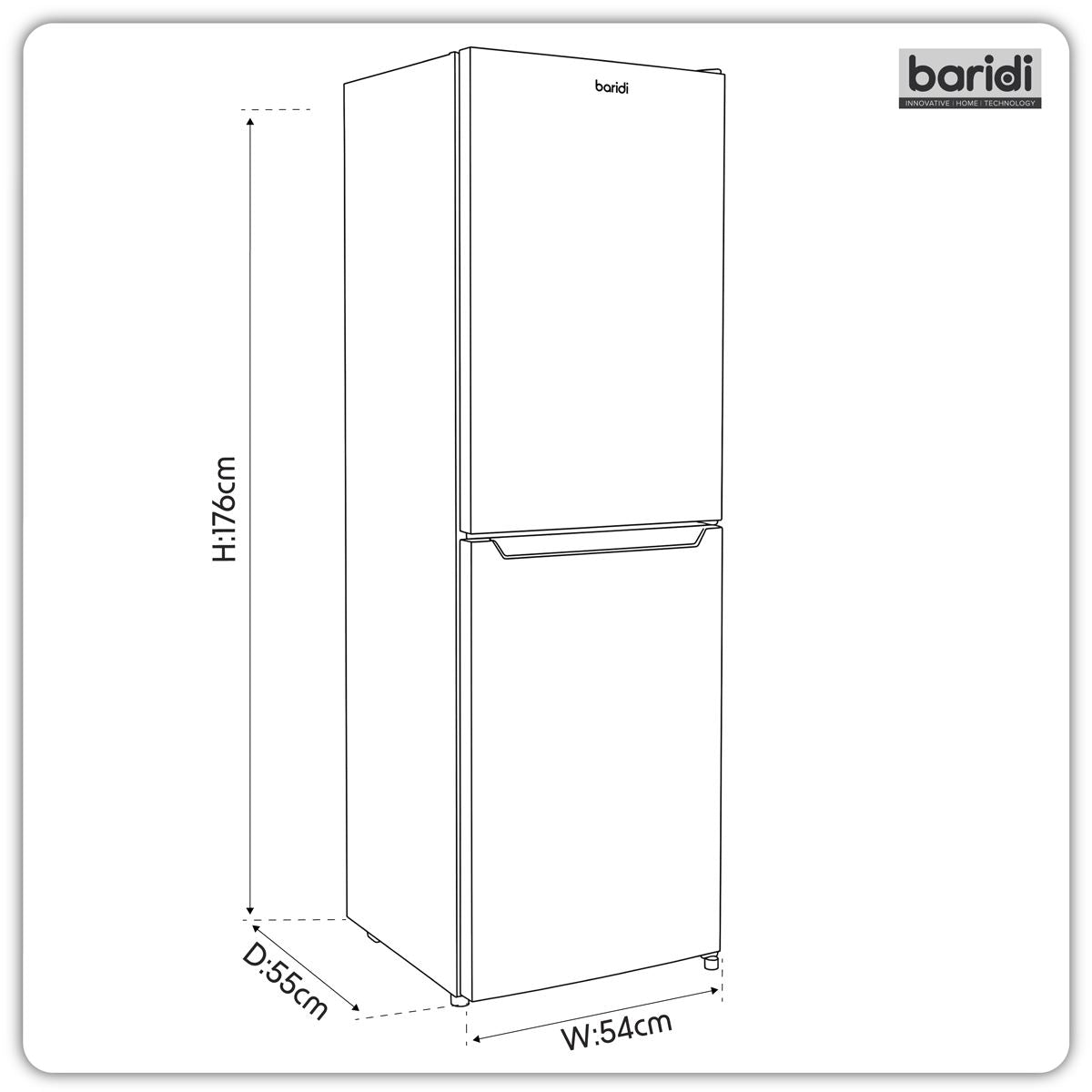 Sealey Baridi 50/50 Smart Frost Fridge Freezer 254L Capacity � Black DH329