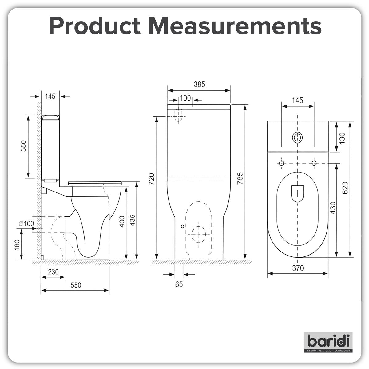 Sealey Baridi Close-Coupled Toilet with Soft Close Seat, Dual Flush Cistern & Rimless Flush � White DH333