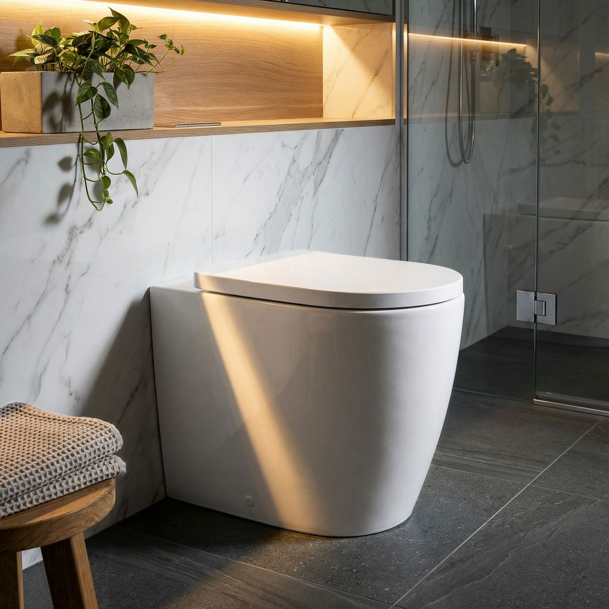 Sealey Back-to-Wall Toilet with Soft Close Seat & Rimless Flush � White DH334
