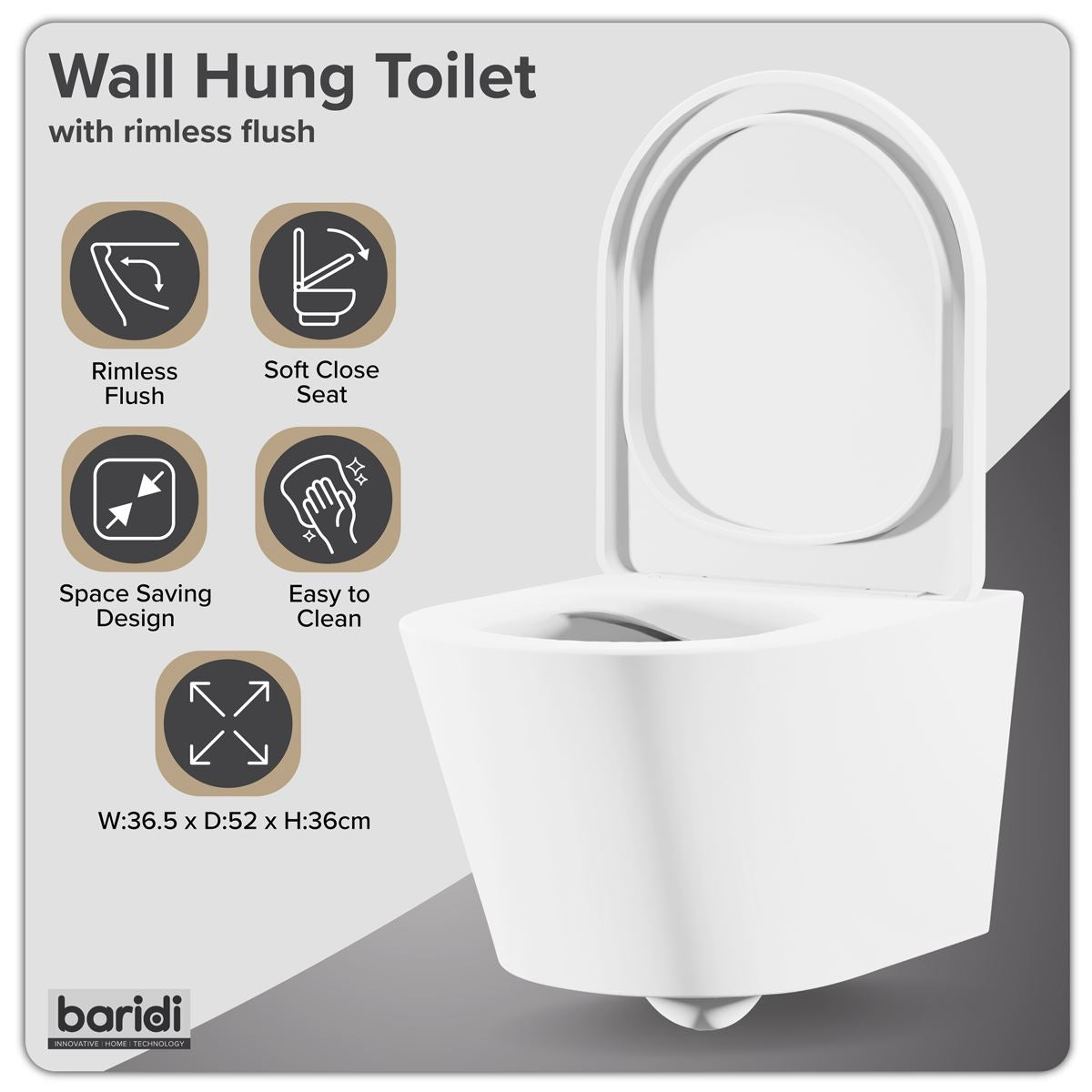 Sealey Wall Hung Toilet with Soft Close Seat & Rimless Flush � White DH335