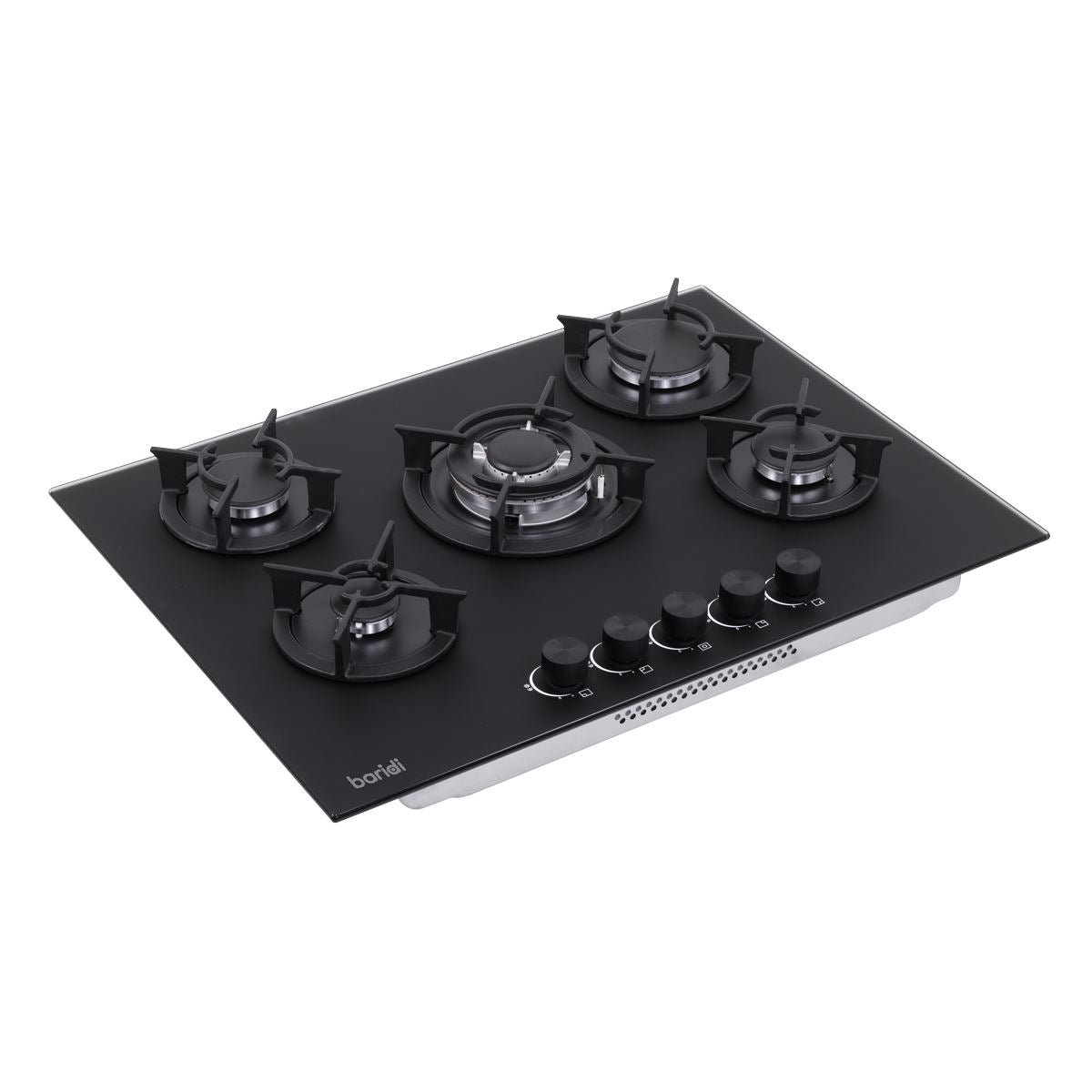 Sealey Baridi 70cm Gas Hob Matt Black with 5 Burners, Cast Iron Supports & Auto Ignition 10.4kW DH384