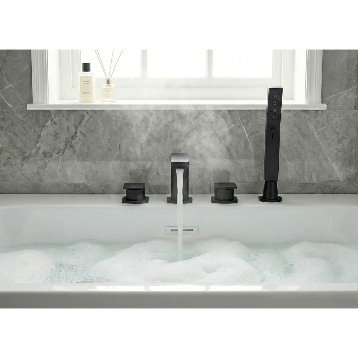 Sealey Baridi Bath Mixer Tap with Shower Matt Black Deck-Mounted DH399