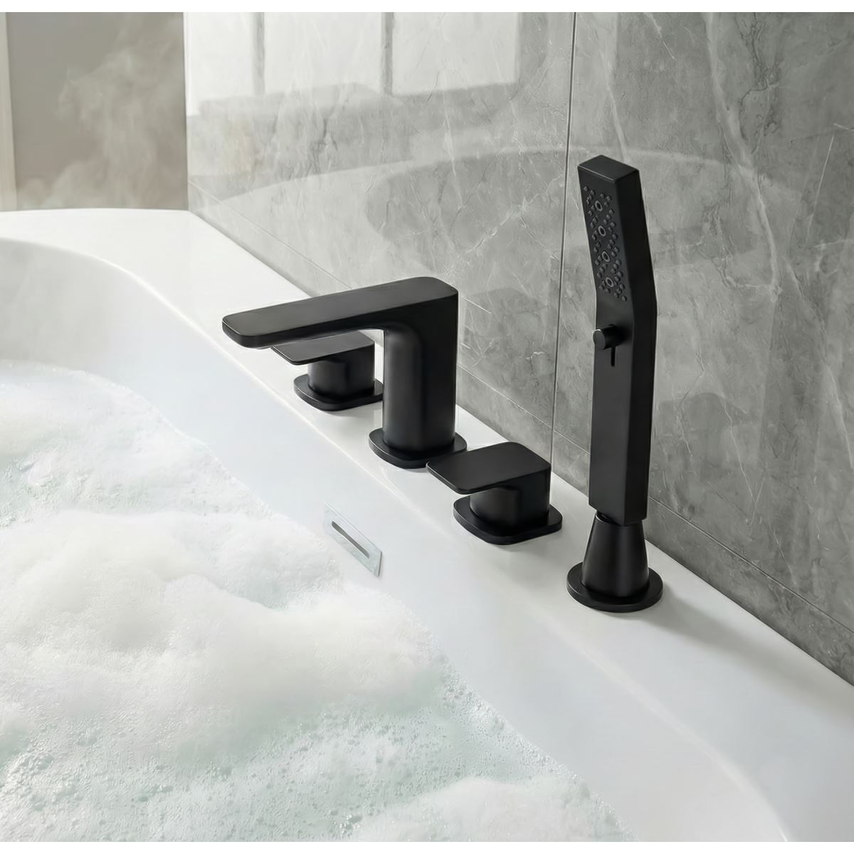 Sealey Baridi Bath Mixer Tap with Shower Matt Black Deck-Mounted DH399