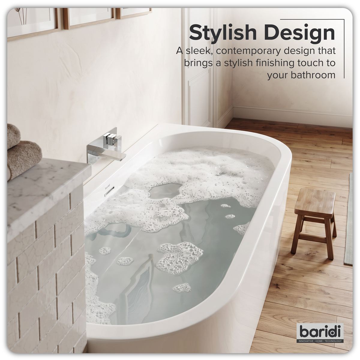 Sealey Baridi Left-Hand Corner Slim Rim Bath with Overflow System 160cm � Gloss White DH424