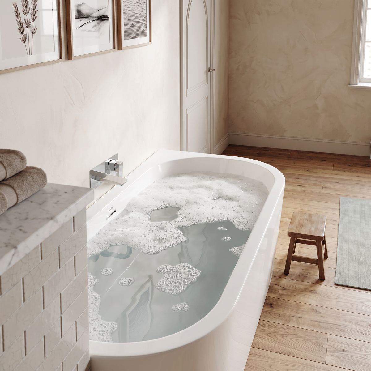 Sealey Baridi Left-Hand Corner Slim Rim Bath with Overflow System 160cm � Gloss White DH424