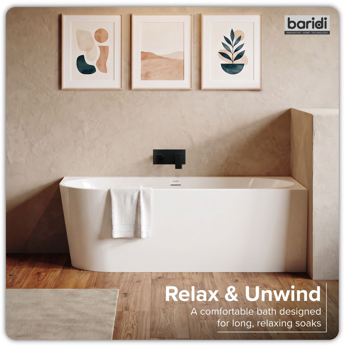 Sealey Baridi Right-Hand Corner Slim Rim Bath with Overflow System 160cm � Gloss White DH427
