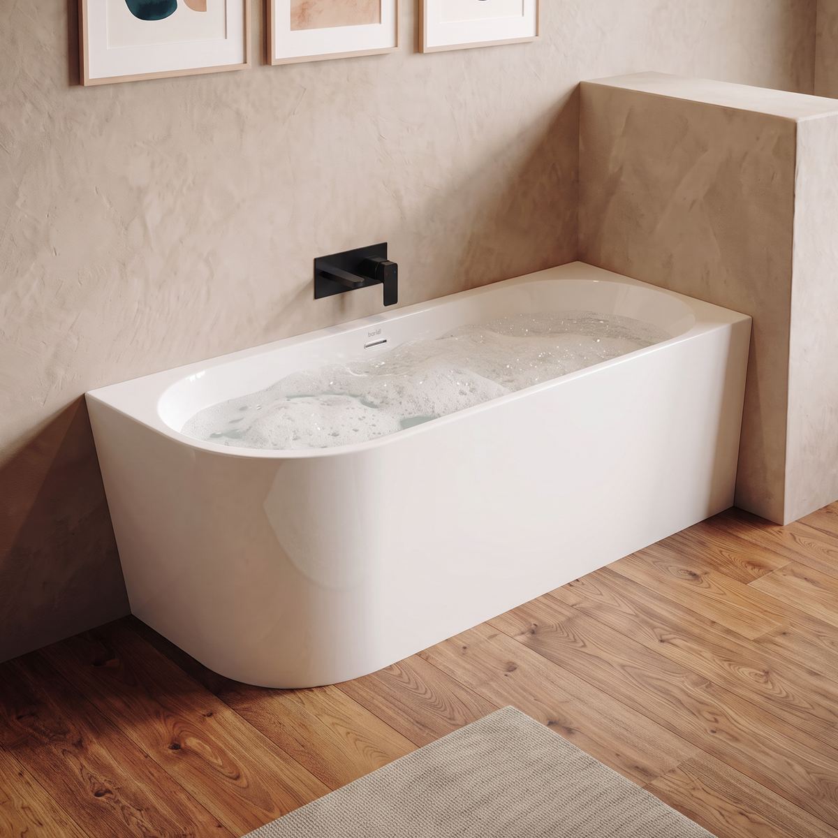 Sealey Baridi Right-Hand Corner Slim Rim Bath with Overflow System 160cm � Gloss White DH427