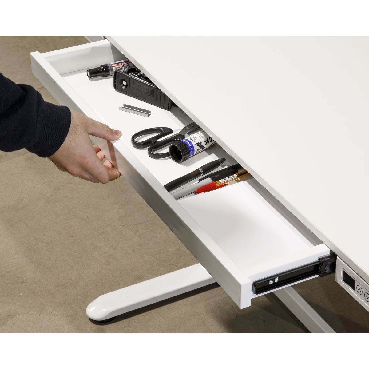 Dellonda White Electric Adjustable Standing Desk USB & Drawer 1200 x 600mm DH54