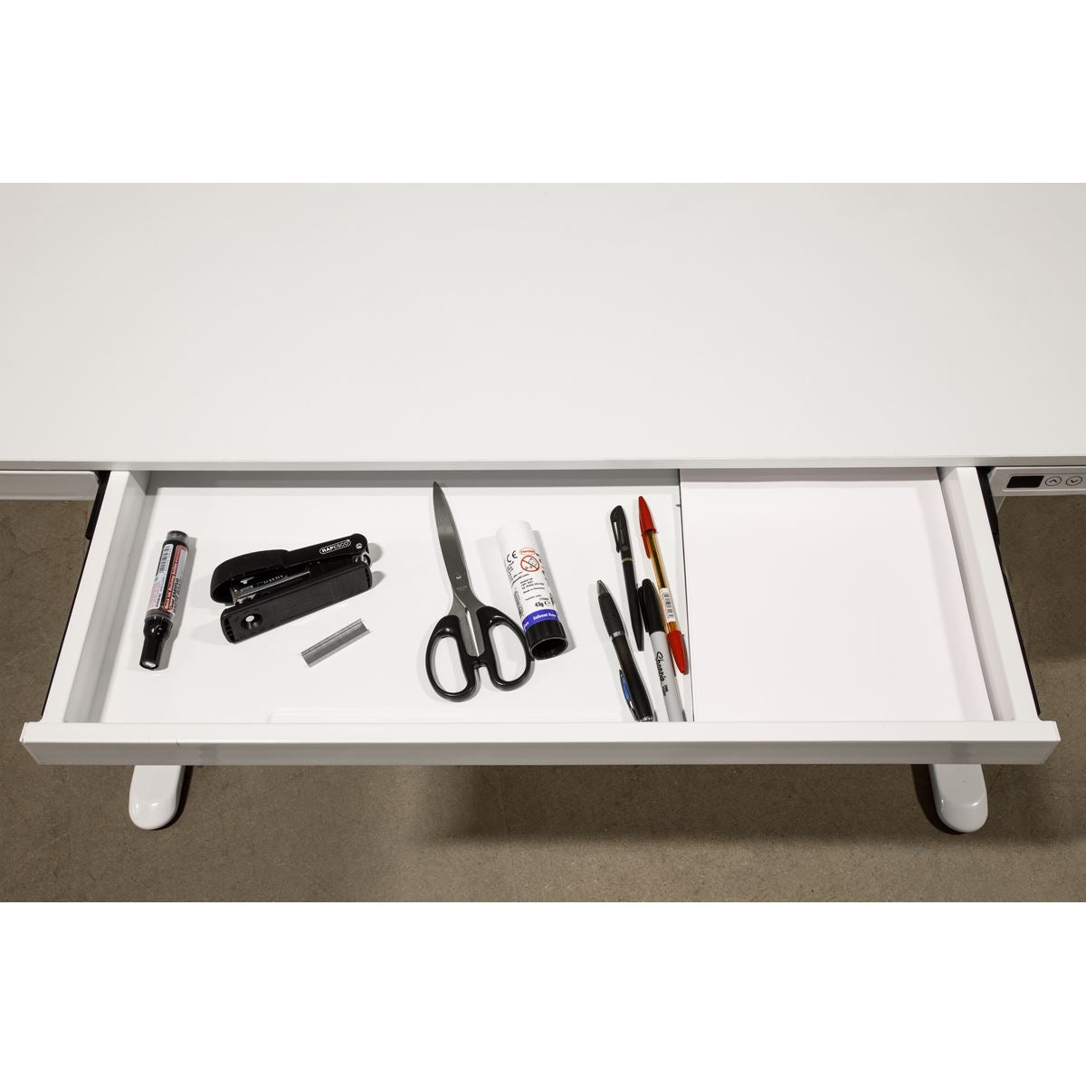 Dellonda White Electric Adjustable Standing Desk USB & Drawer 1200 x 600mm DH54