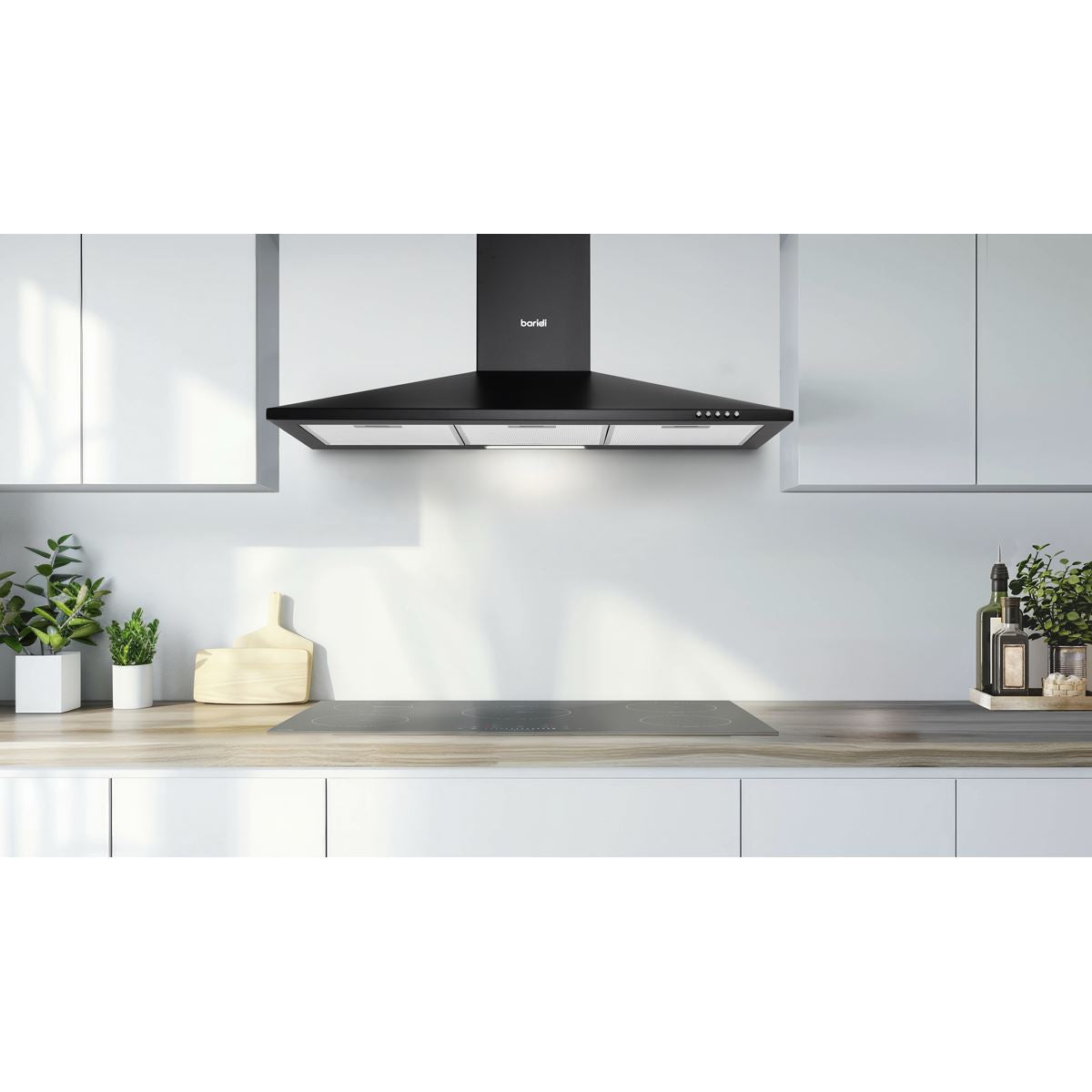 Sealey Baridi Cooker Hood Chimney Style with Carbon Filters 90cm Black DH59