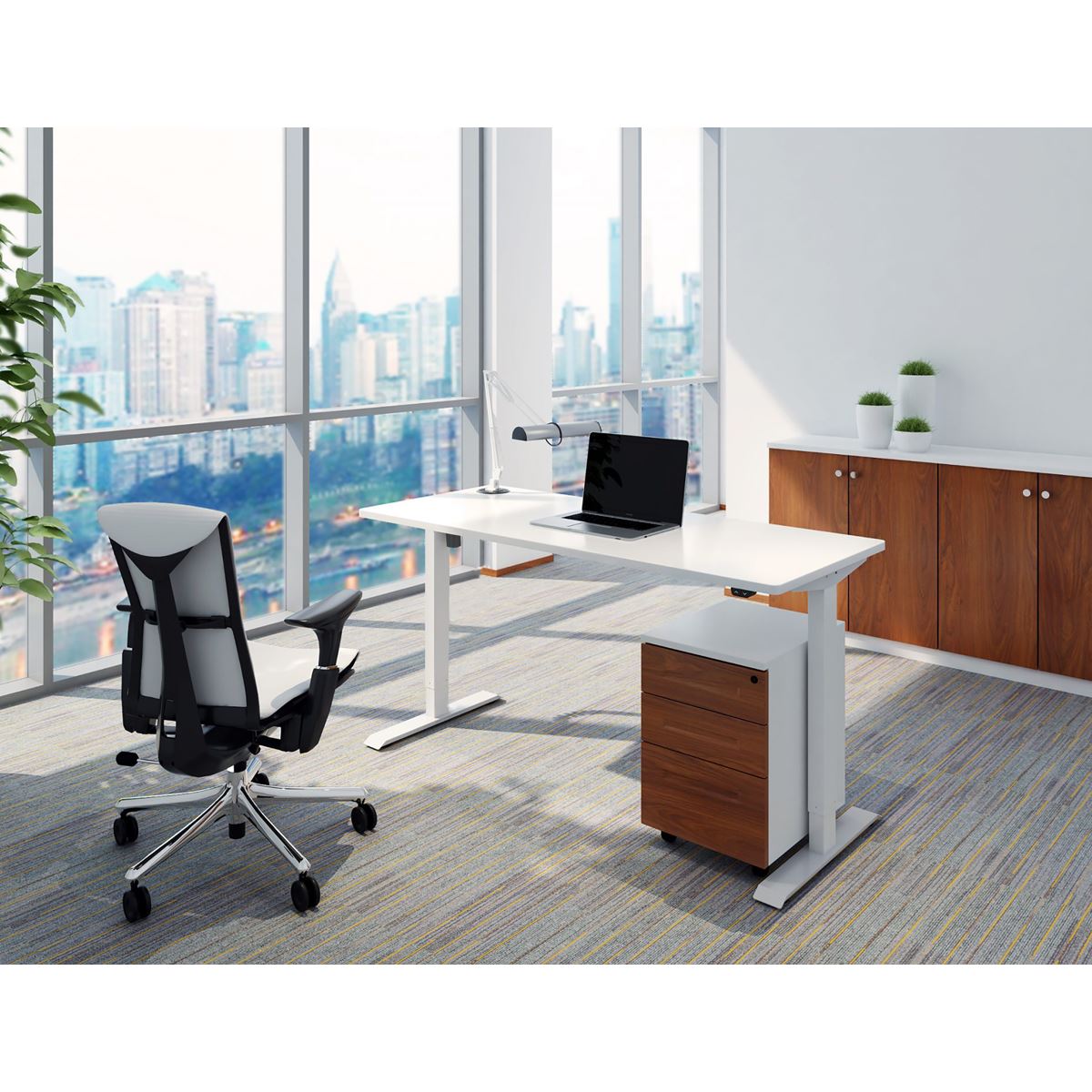 Sealey Dellonda Single Motor Ultra-Quiet Adjustable-Height Electric Sit/Stand Desk - White Desktop DH67