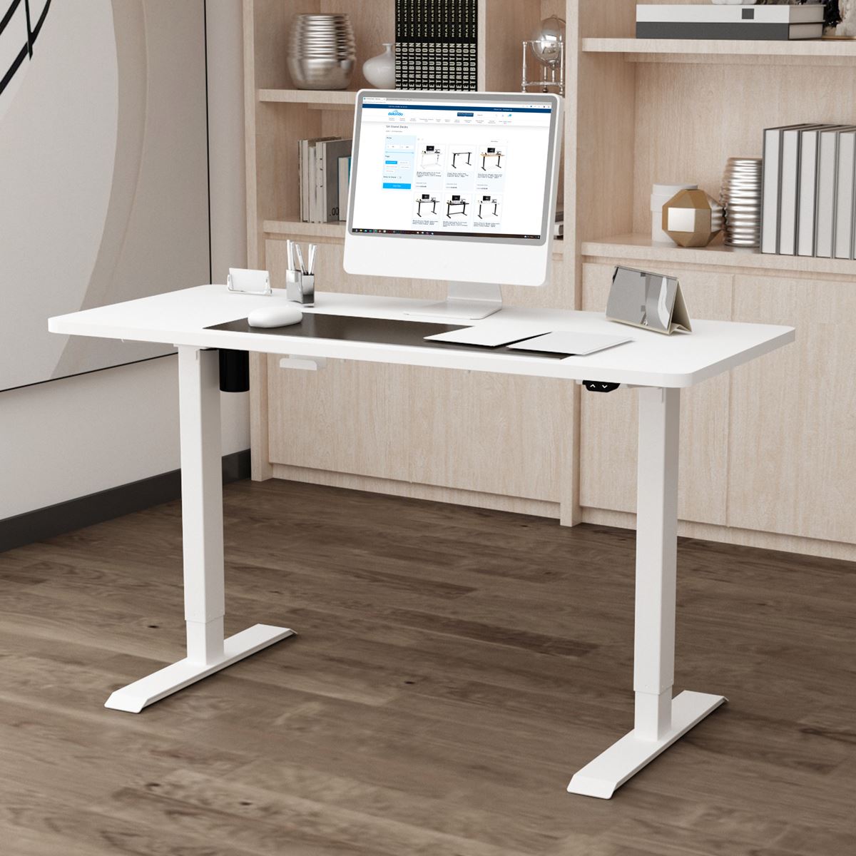 Sealey Dellonda Single Motor Ultra-Quiet Adjustable-Height Electric Sit/Stand Desk - White Desktop DH67