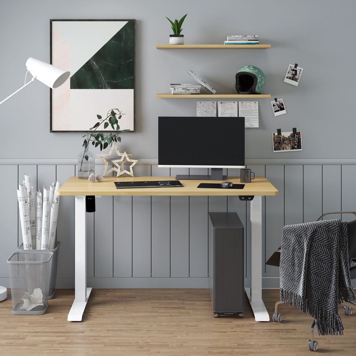 Sealey Dellonda Single Motor Ultra-Quiet Adjustable-Height Electric Sit/Stand Desk - Oak Desktop DH68