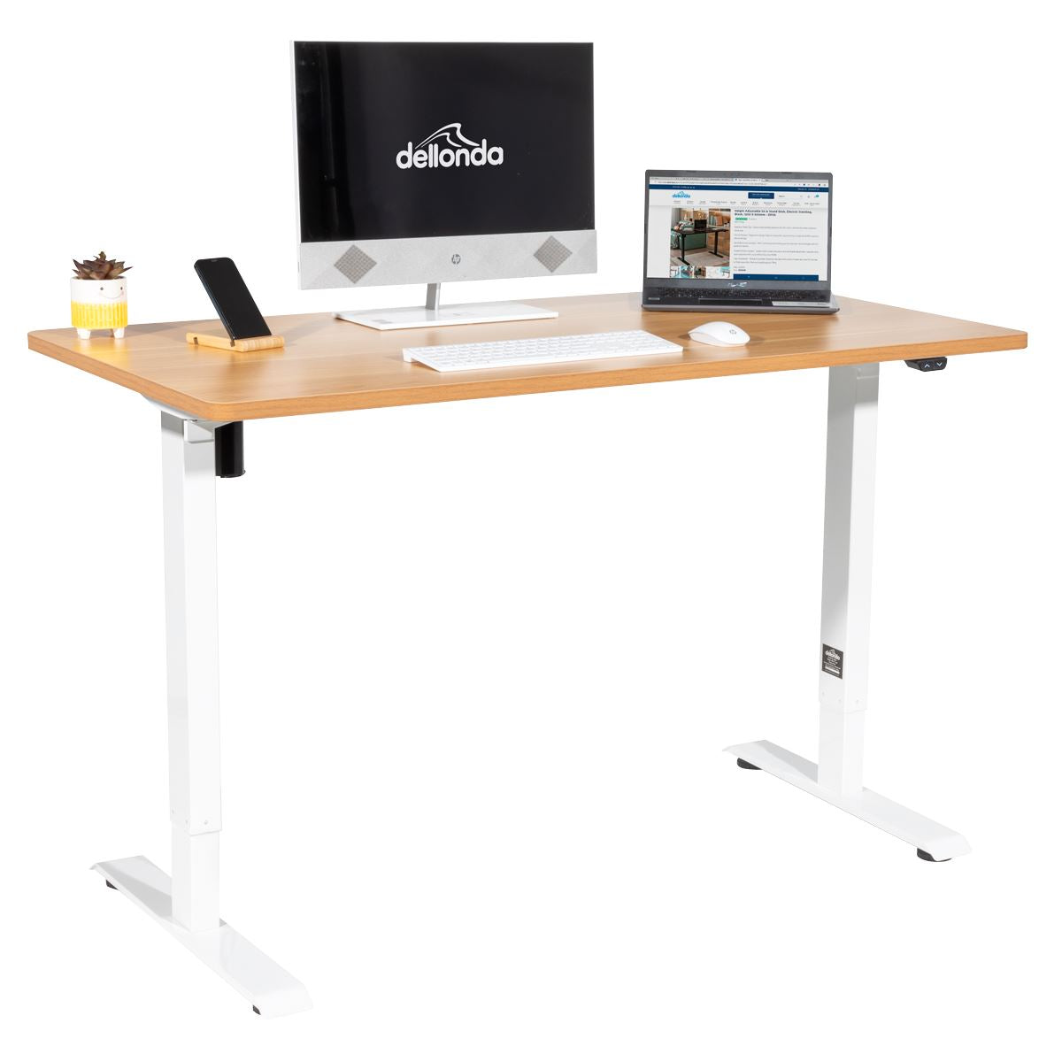 Sealey Dellonda Single Motor Ultra-Quiet Adjustable-Height Electric Sit/Stand Desk - Oak Desktop DH68