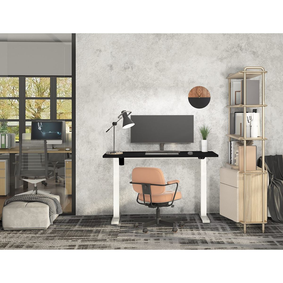 Sealey Dellonda Single Motor Ultra-Quiet Adjustable-Height Electric Sit/Stand Desk - Black Desktop DH69