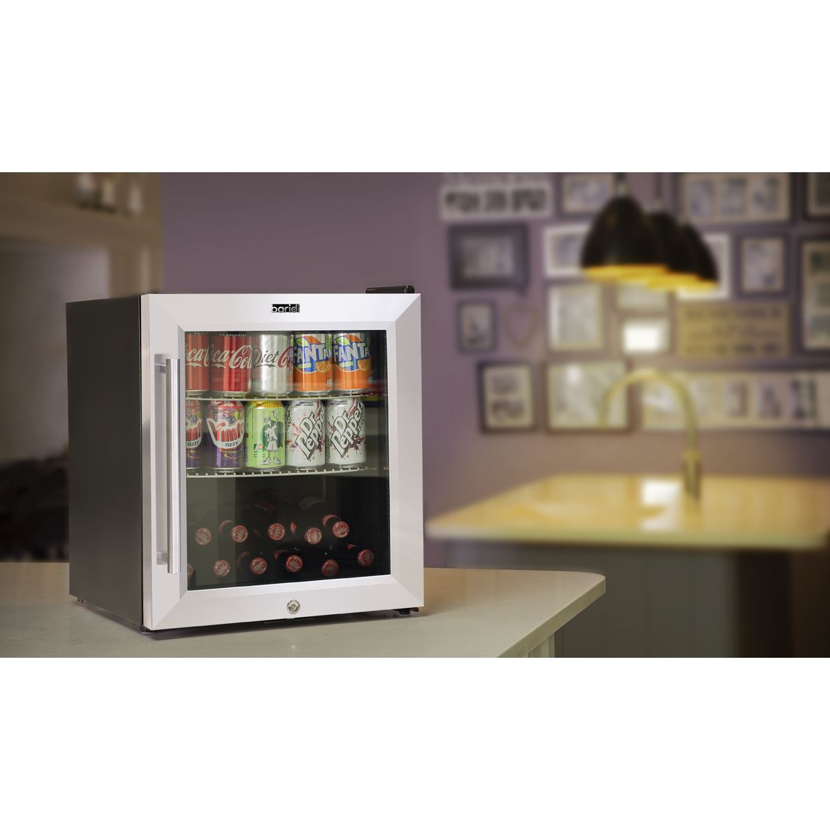 Sealey Baridi 50L Tabletop Drinks Fridge, Mini Beer Cooler, Glass Door, Stainless Steel DH75