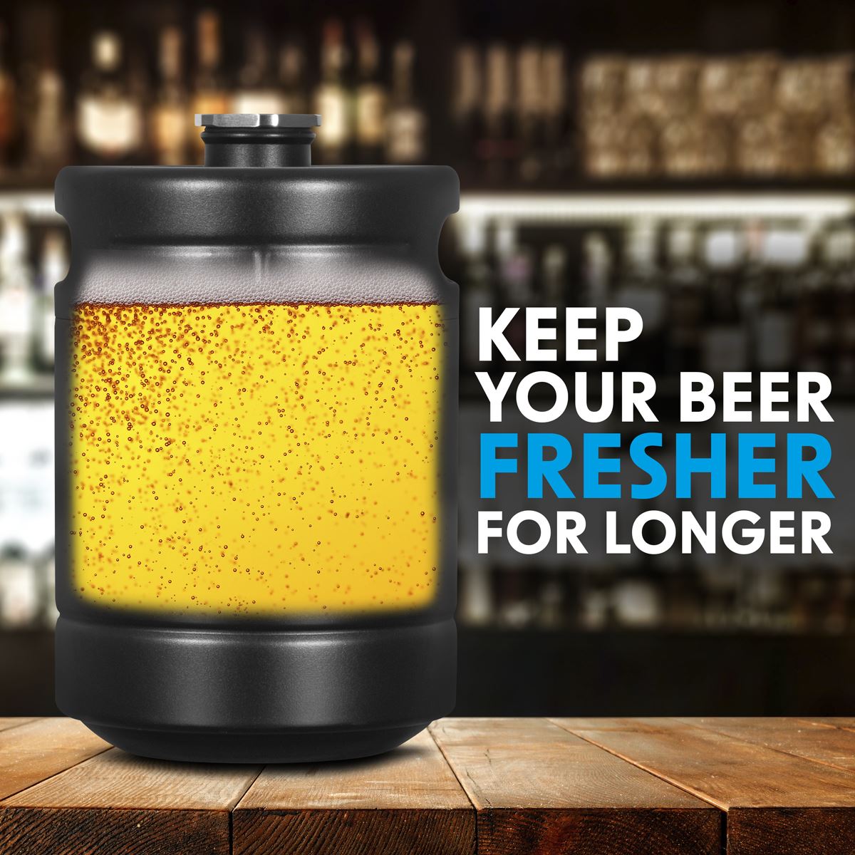 Baridi Beer Soft Drinks Growler Keg 2L Matte Black Use With CO2 Cartridges DH99
