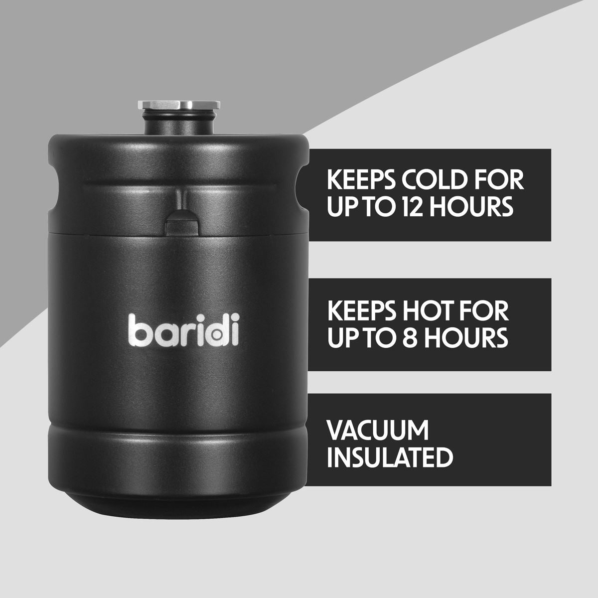 Baridi Beer Soft Drinks Growler Keg 2L Matte Black Use With CO2 Cartridges DH99