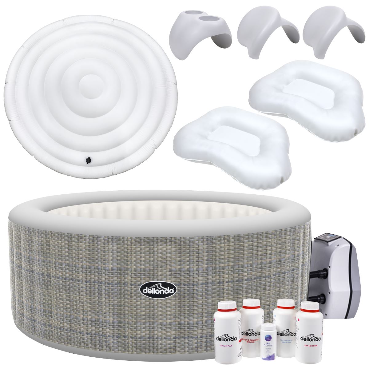 Sealey Dellonda 4-6 Person Inflatable Hot Tub/Spa with Smart Pump & Starter Kit - Rattan Effect DL101