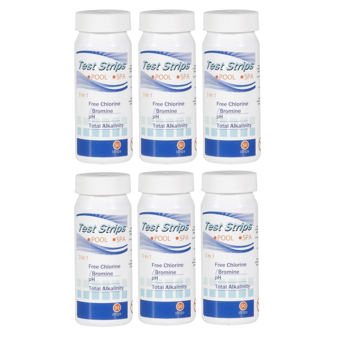 Sealey Dellonda 3-in-1 Chlorine, PH & Alkalinity Test Strips x50 Strips - Pack of 6 DL108
