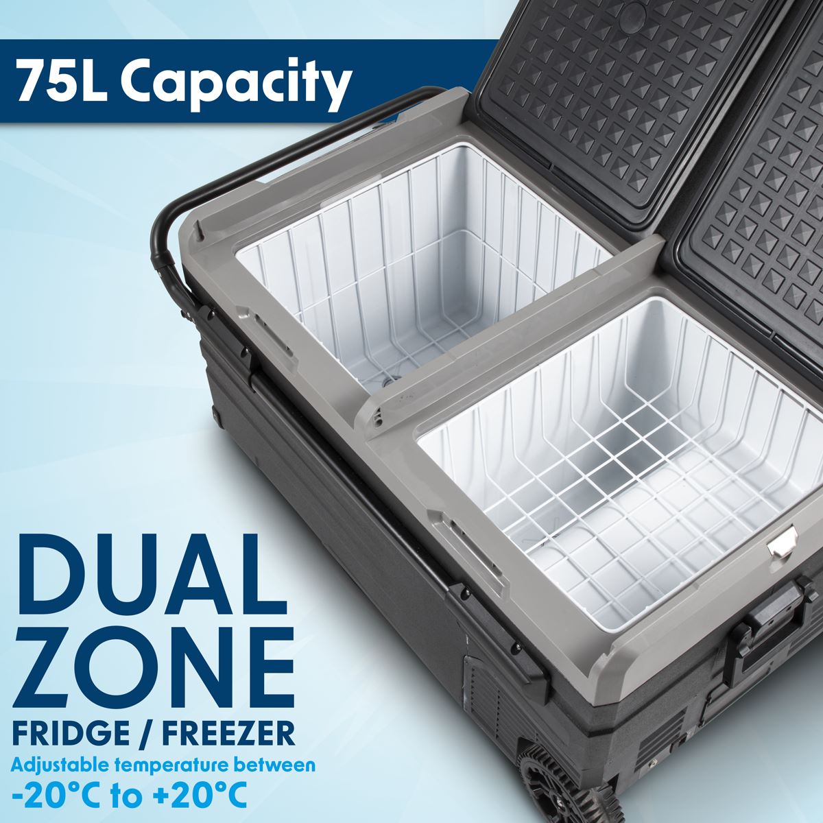 Dellonda Fridge Freezer 75L Portable Dual Compressor Car Camping 12/24V DL127