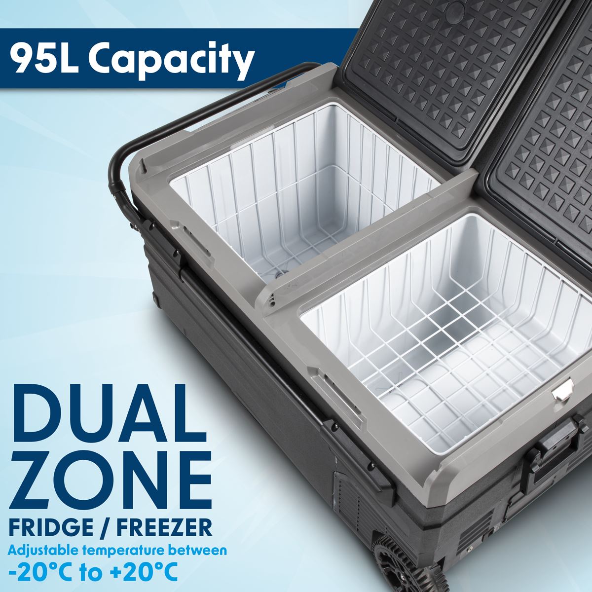 Dellonda Fridge Freezer 95L Portable Dual Compressor Car Camping 12/24V DL128
