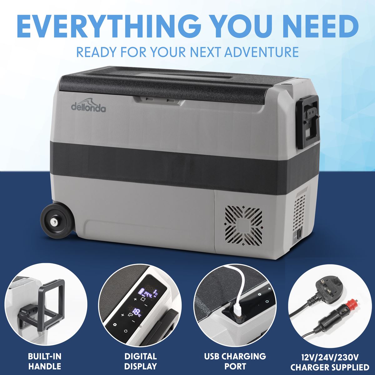 Sealey Dellonda Portable Fridge Freezer/Cool Box with LED Display & AC/DC 230V Adaptor 50L DL132