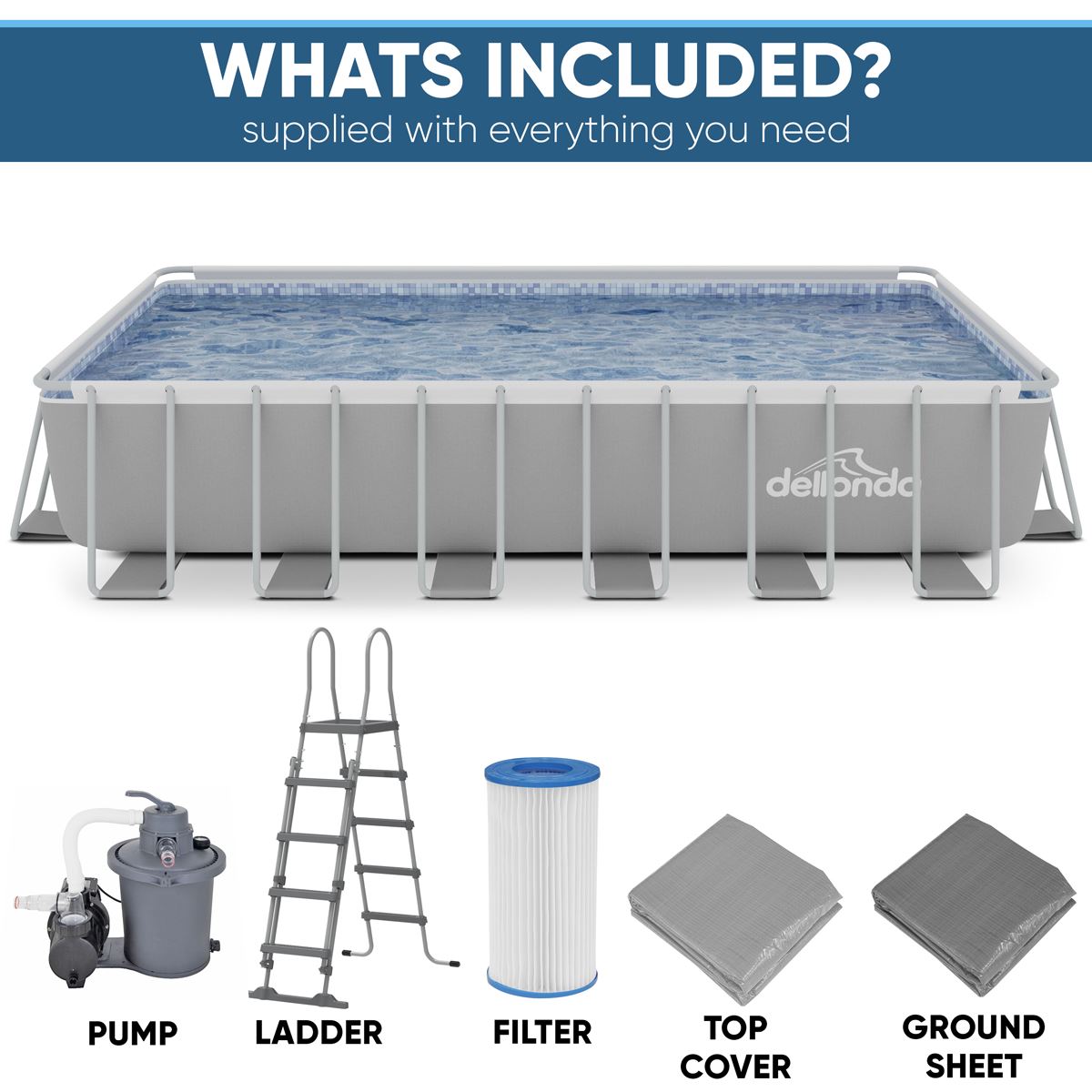 Sealey Dellonda 25ft Deluxe Steel Frame Swimming Pool Inc Step Ladder etc DL151