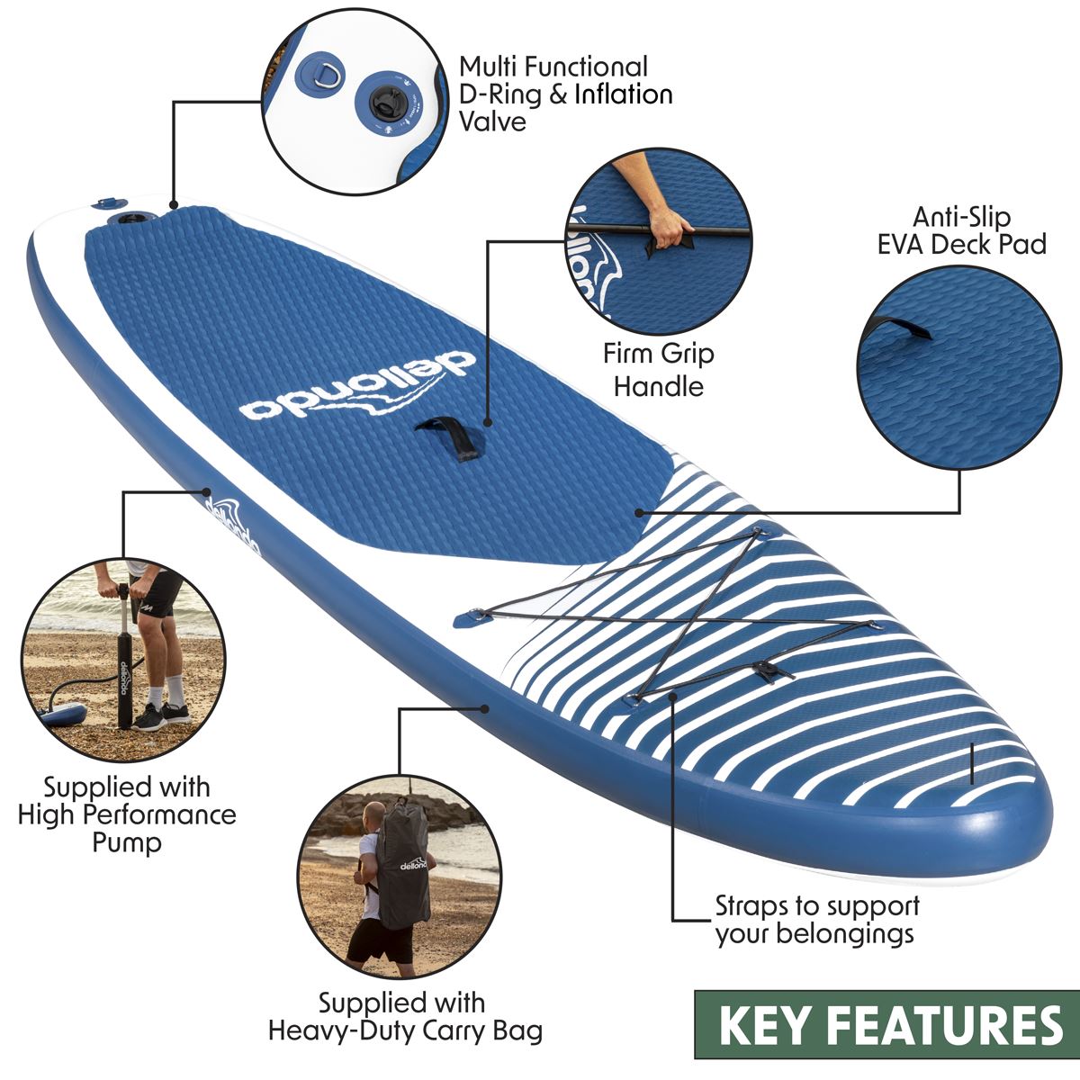 Sealey Dellonda Inflatable Stand Up Paddle Board 10'2" Dark Blue DL153
