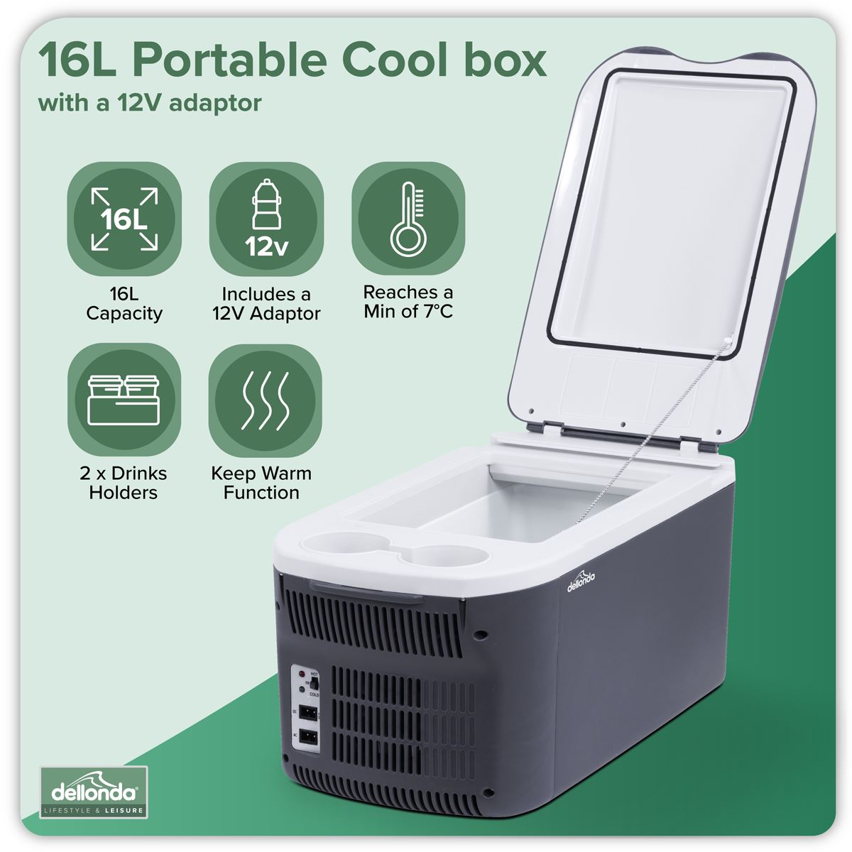 Sealey Dellonda 16L Portable Cool Box 12V/230V DL167