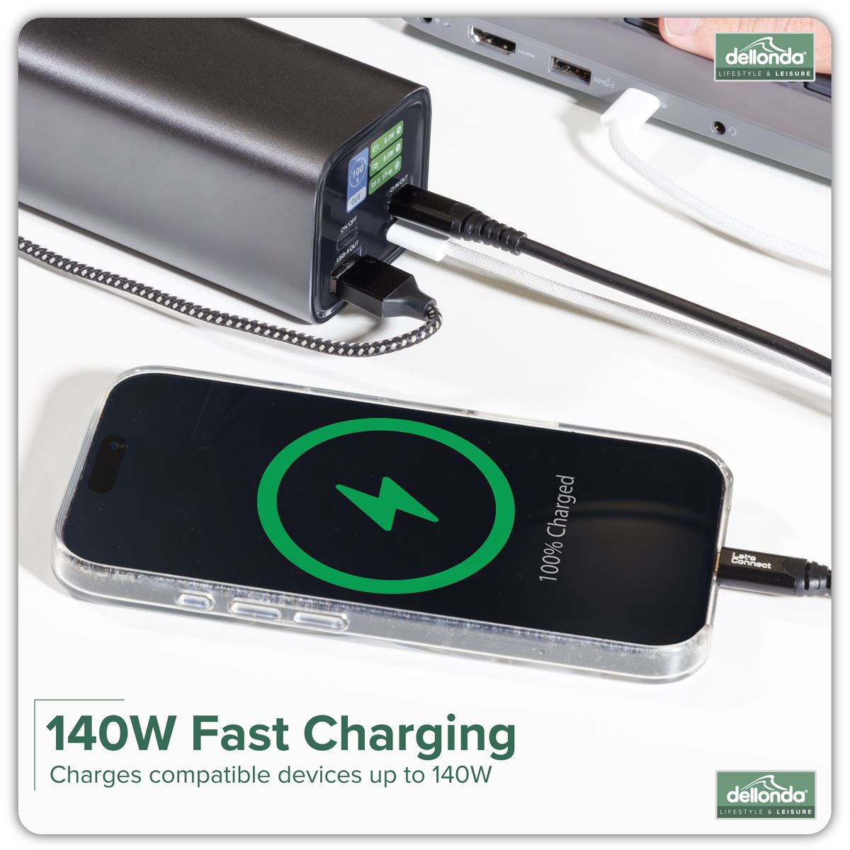Sealey Dellonda Portable Power Bank 140W 27000mAh USB-C PD3.1 USB-A DL168