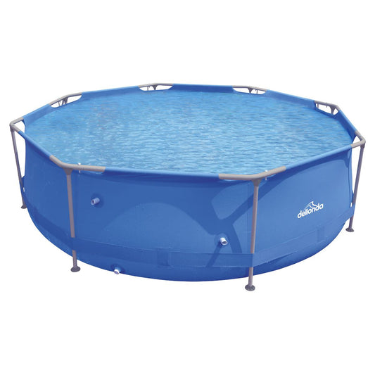 Dellonda 10ft Steel Frame Swimming Pool Round with Filter Pump Blue DL19