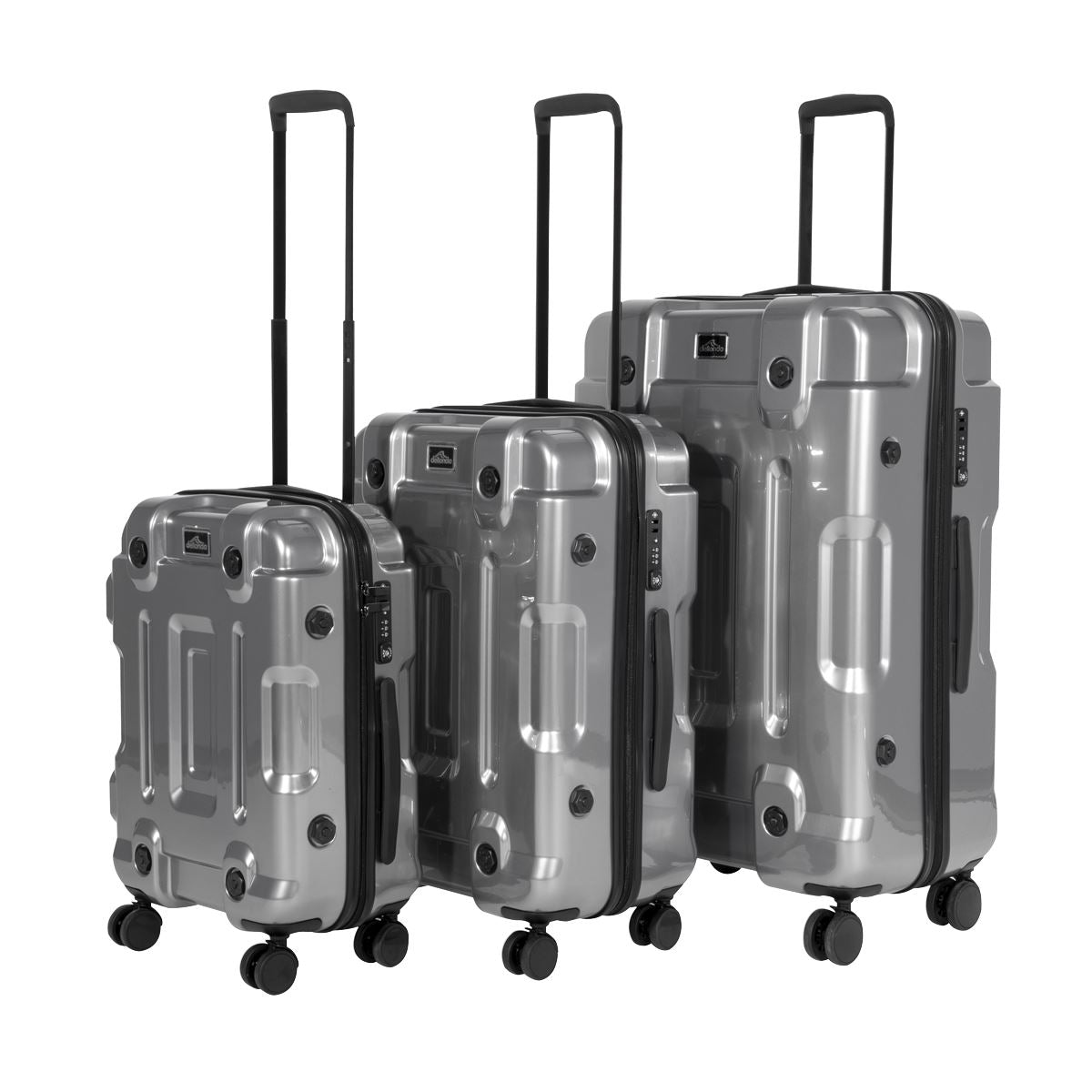 Dellonda 3pc Lightweight ABS Luggage Set 20" 24" 28" Silver DL9