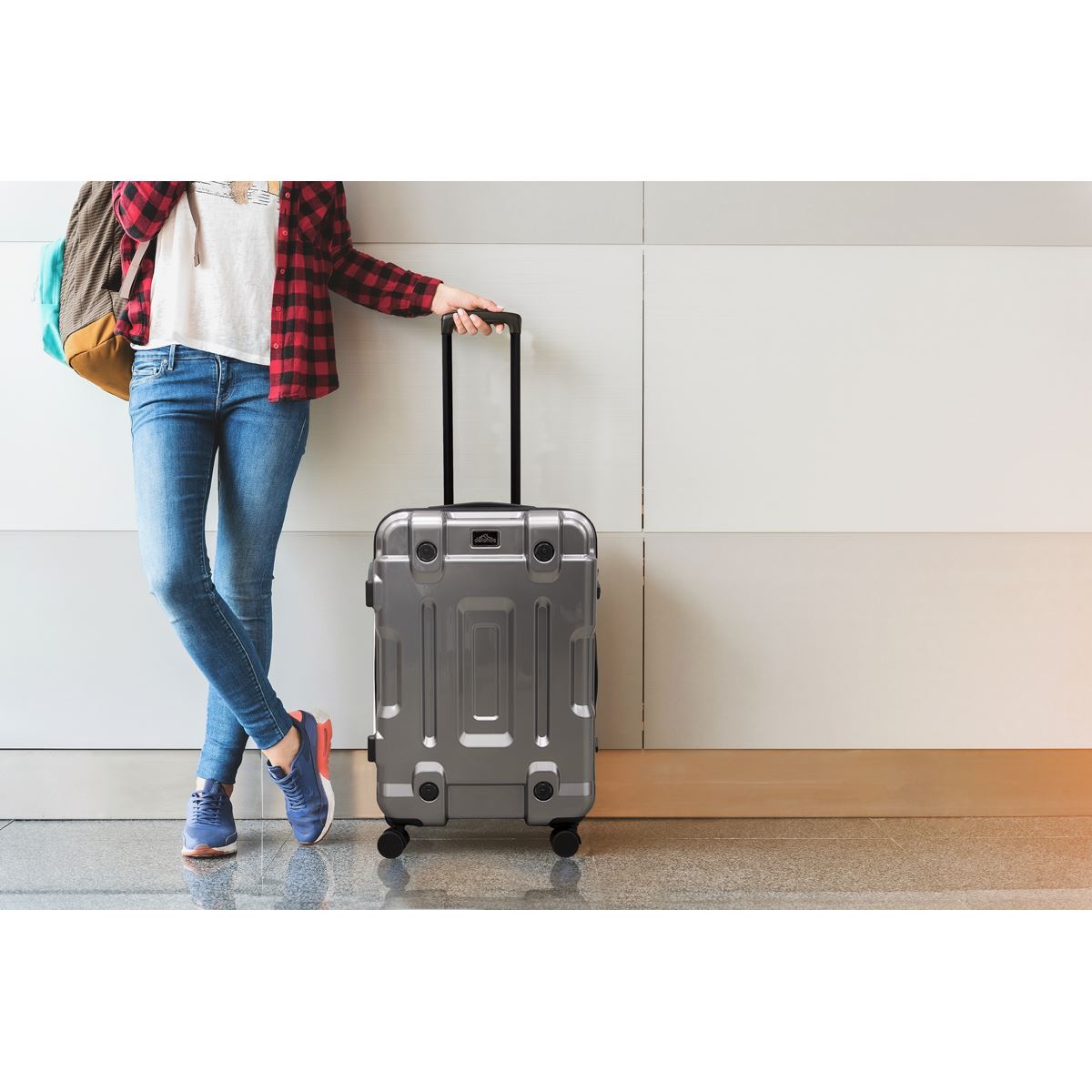 Dellonda 3pc Lightweight ABS Luggage Set 20" 24" 28" Silver DL9