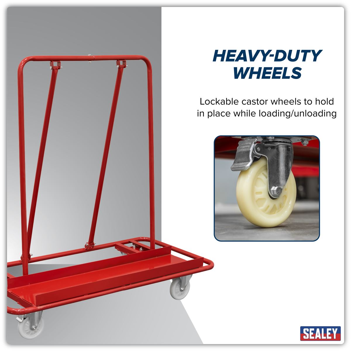 Sealey Sheet Handling Trolley For Plasterboard Fence Doors 800kg Capacity DWC01