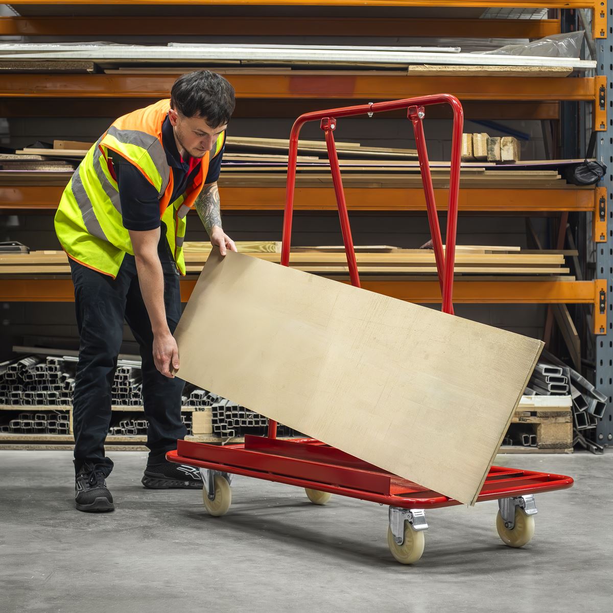 Sealey Sheet Handling Trolley For Plasterboard Fence Doors 800kg Capacity DWC01