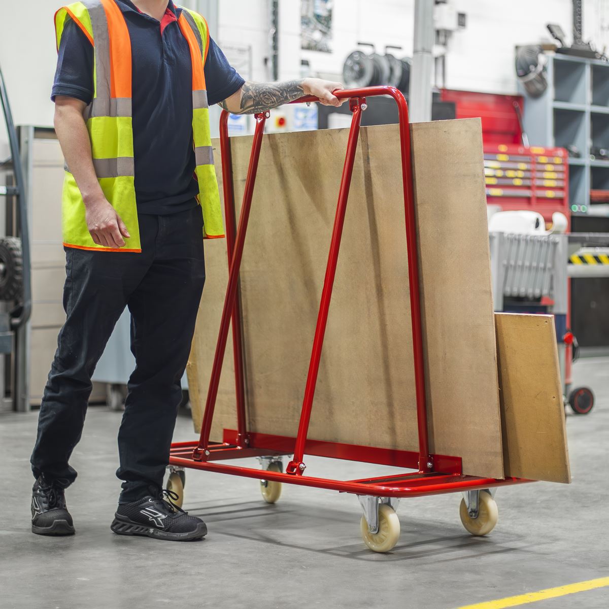 Sealey Sheet Handling Trolley For Plasterboard Fence Doors 800kg Capacity DWC01