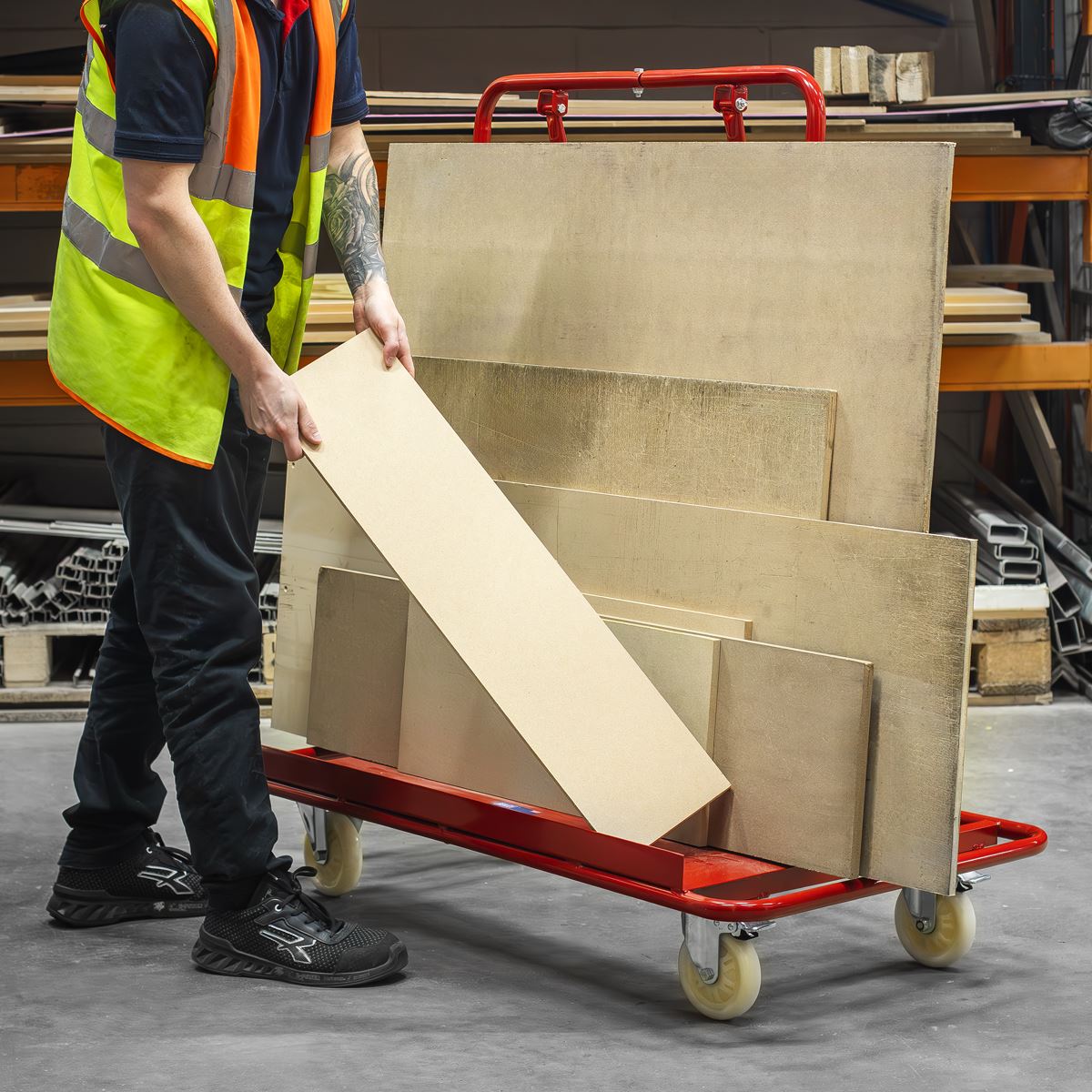 Sealey Sheet Handling Trolley For Plasterboard Fence Doors 800kg Capacity DWC01