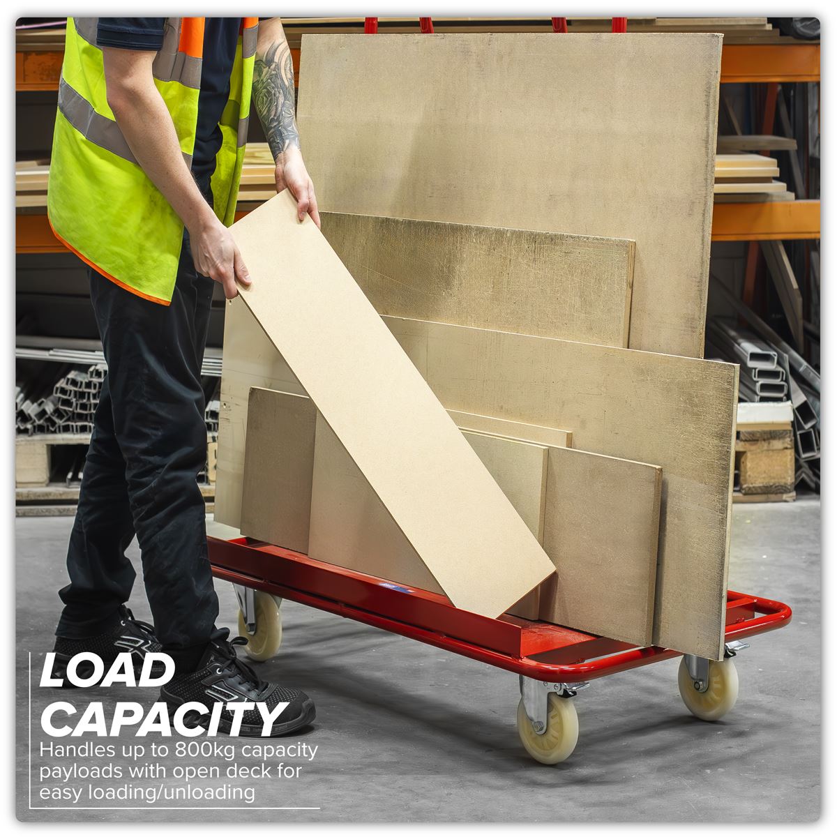 Sealey Sheet Handling Trolley For Plasterboard Fence Doors 800kg Capacity DWC01