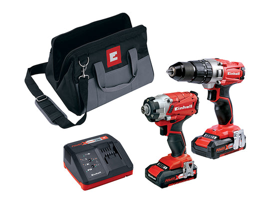Einhell Power X-Change Combi & Impact Driver Twin Pack 18V 2 x 2.0Ah Li-ion EINPXTWIN2