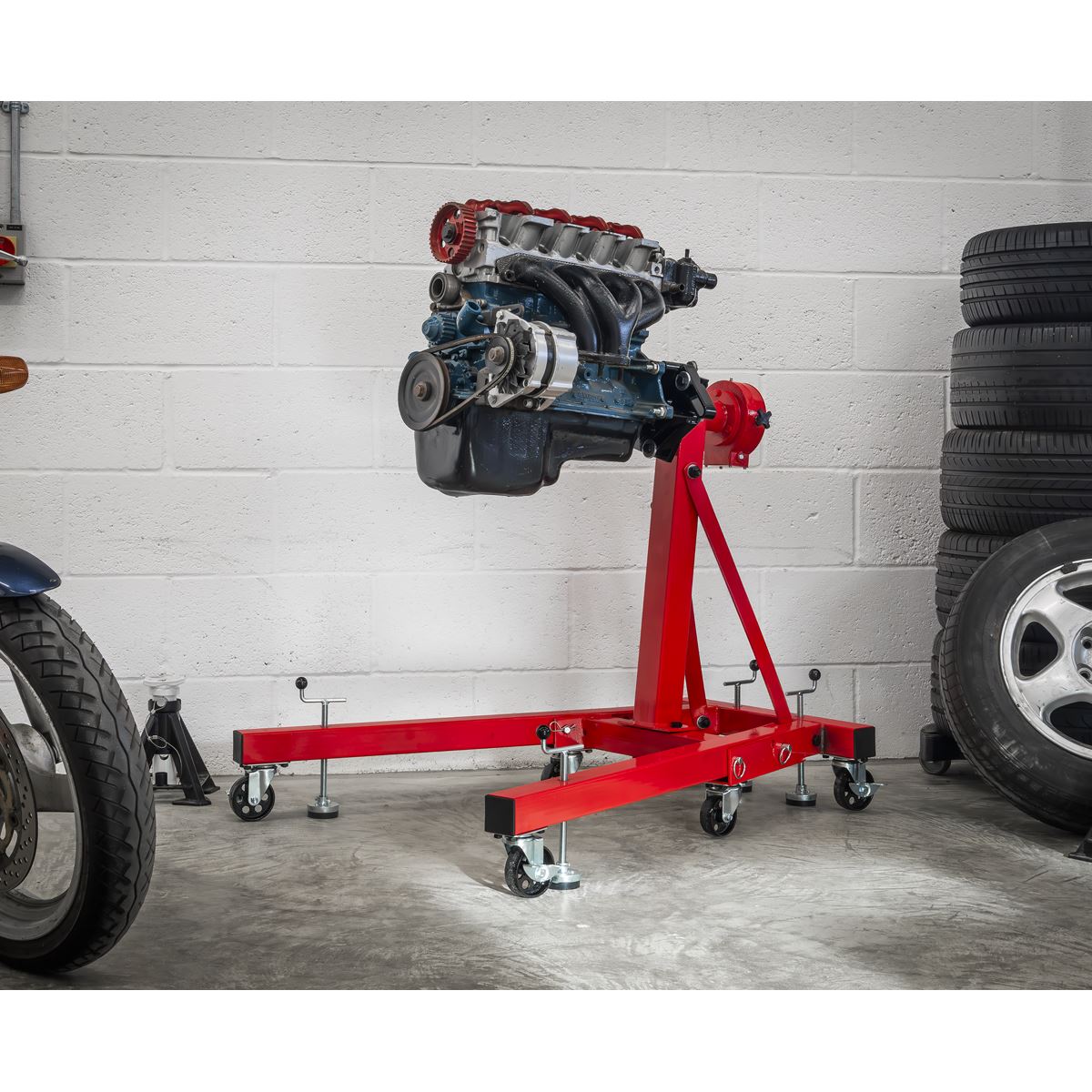 Sealey Folding 360 Rotating Engine Stand with Geared Handle Drive 680kg ES680D