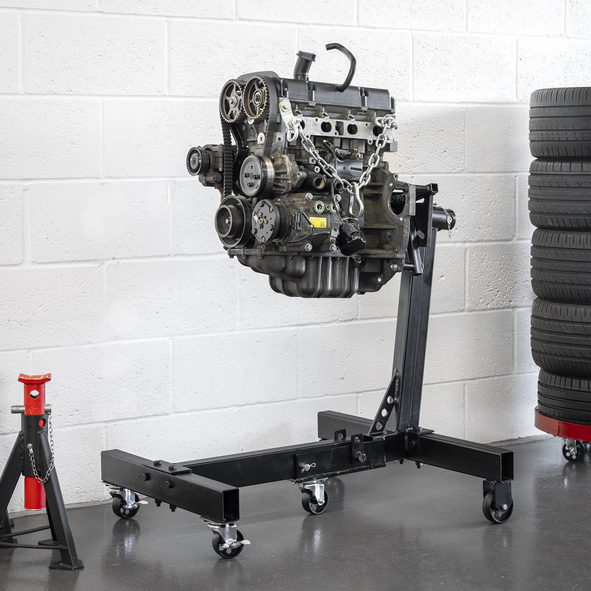 Sealey Folding Engine Stand 680kg Capacity Rotates 360° Swivel Castors ES680F