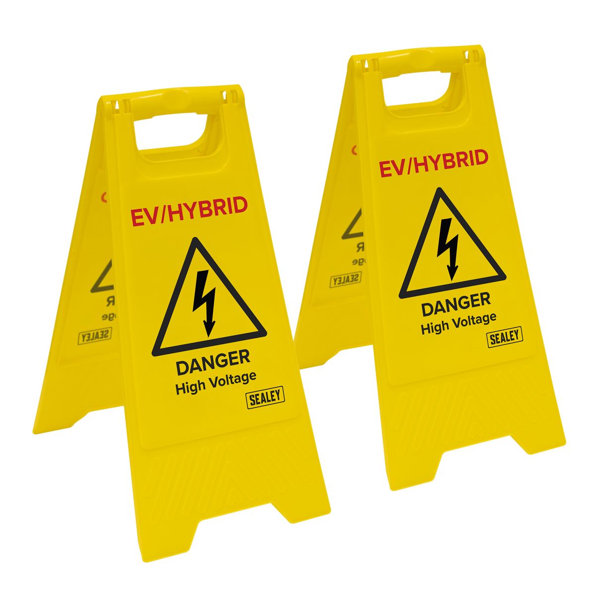 Sealey EV/Hybrid Floor Warning Signs Pack of 2 Size 620 x 300mm Yellow EV19