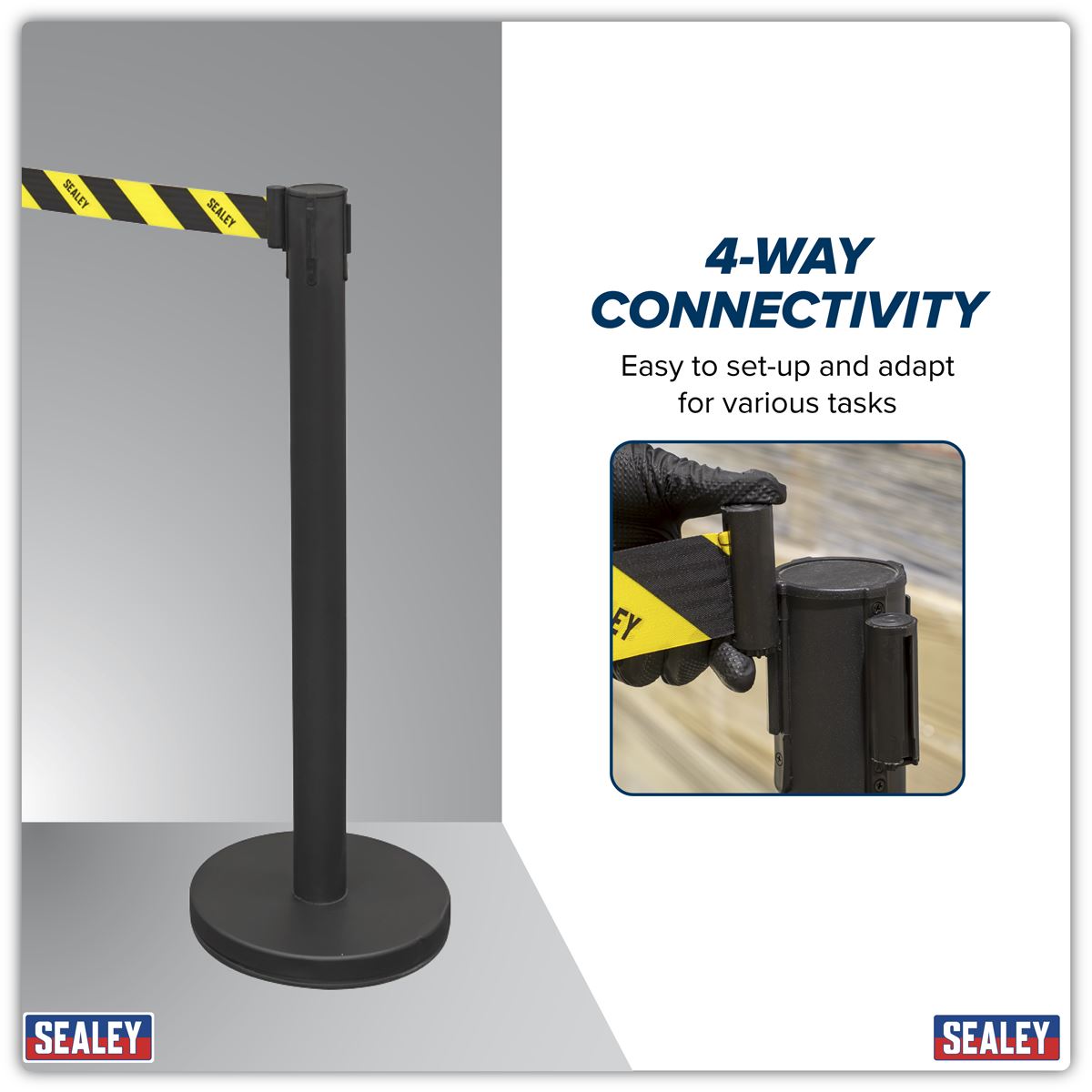 Sealey Retractable Safety Belt Barrier Post Set of 2 For Electric Vehicle EV23