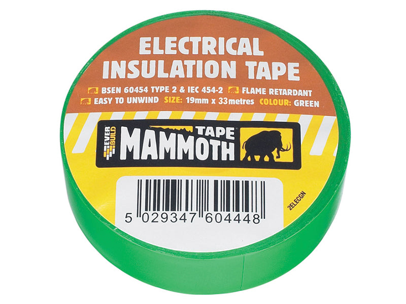 Everbuild EVB2ELECGRN Electrical Insulation Tape Green 19mm 33m