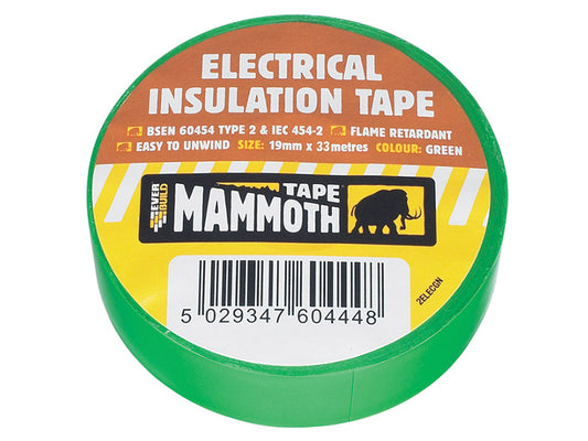 Everbuild EVB2ELECGRN Electrical Insulation Tape Green 19mm 33m