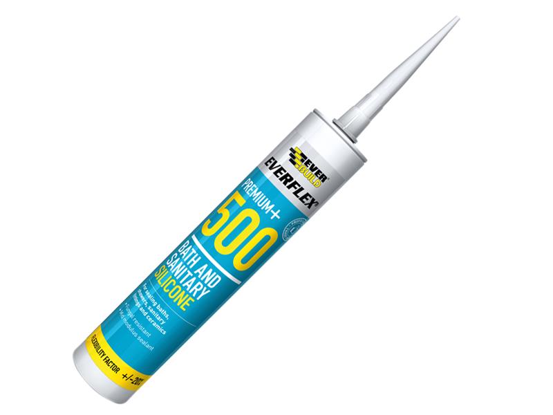 Everbuild Sika 500 Bath & Sanitary Silicone Sealant White 290ml EVB500WH