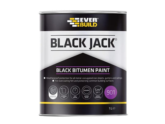 Everbuild Sika Black Jack® 901 Black Bitumen Paint 1 litre EVB90101